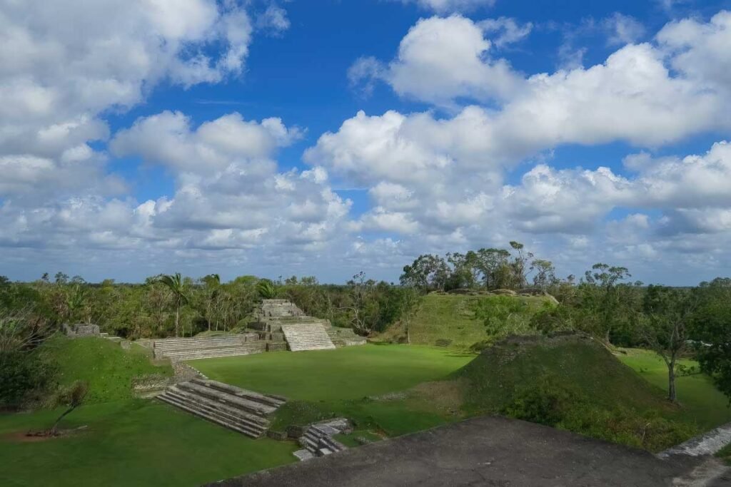 Historic Maya pyramid rising above the jungle at Altun Ha, a highlight for cultural heritage tours in Belize.