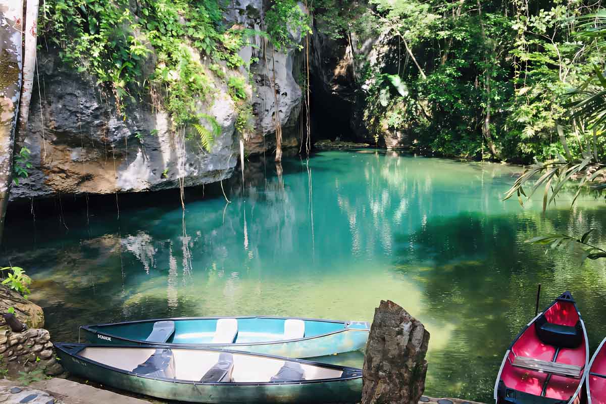 Entrance to Cave Branch in Belize, a popular stop for adventure seekers on package holidays to Belize